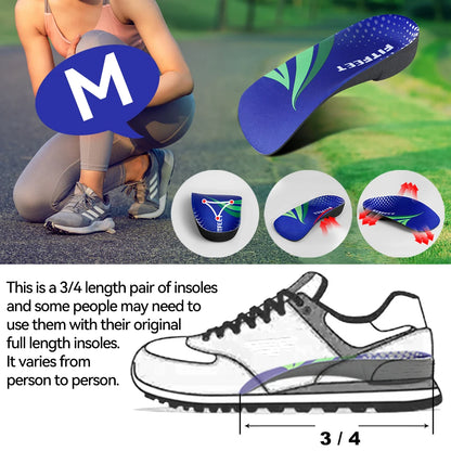 RooRuns Orthopedic Arch Support Shoes Insoles 3/4 Length Flat Feet Shoes Pads for Feet Plantar Fasciitis Heel Pain Relief Unisex