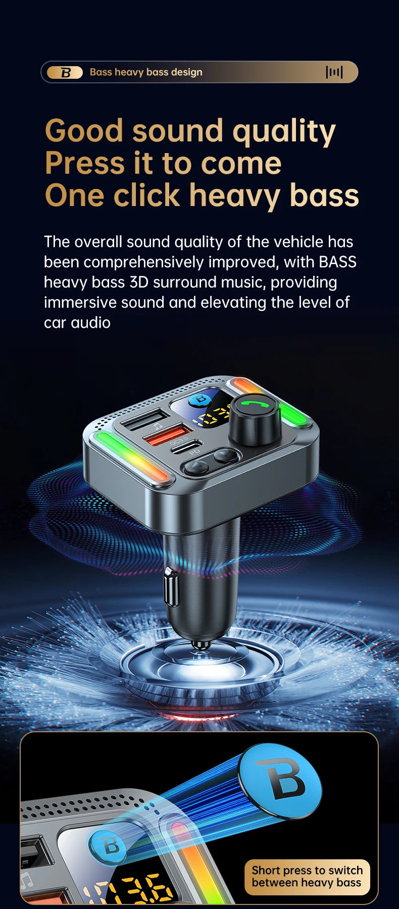 Car Bluetooth receiver 2026 latest model fast charging charger car mp3 player converter