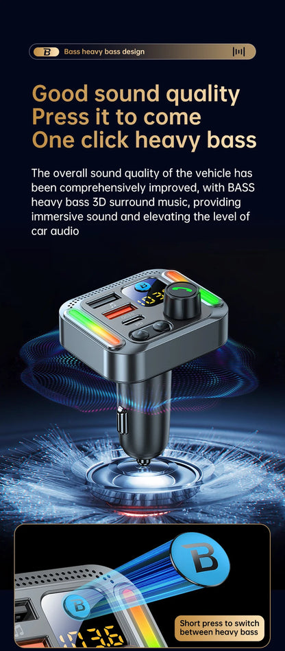 Car Bluetooth receiver 2026 latest model fast charging charger car mp3 player converter
