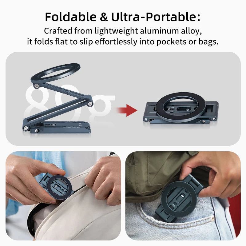 COBONE Magnetic Phone Tripod Holder Foldable Adjustable with Arca-Swiss for Phone Vlog Portable Desktop Phone Mount for Travel