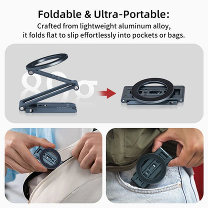 COBONE Magnetic Phone Tripod Holder Foldable Adjustable with Arca-Swiss for Phone Vlog Portable Desktop Phone Mount for Travel