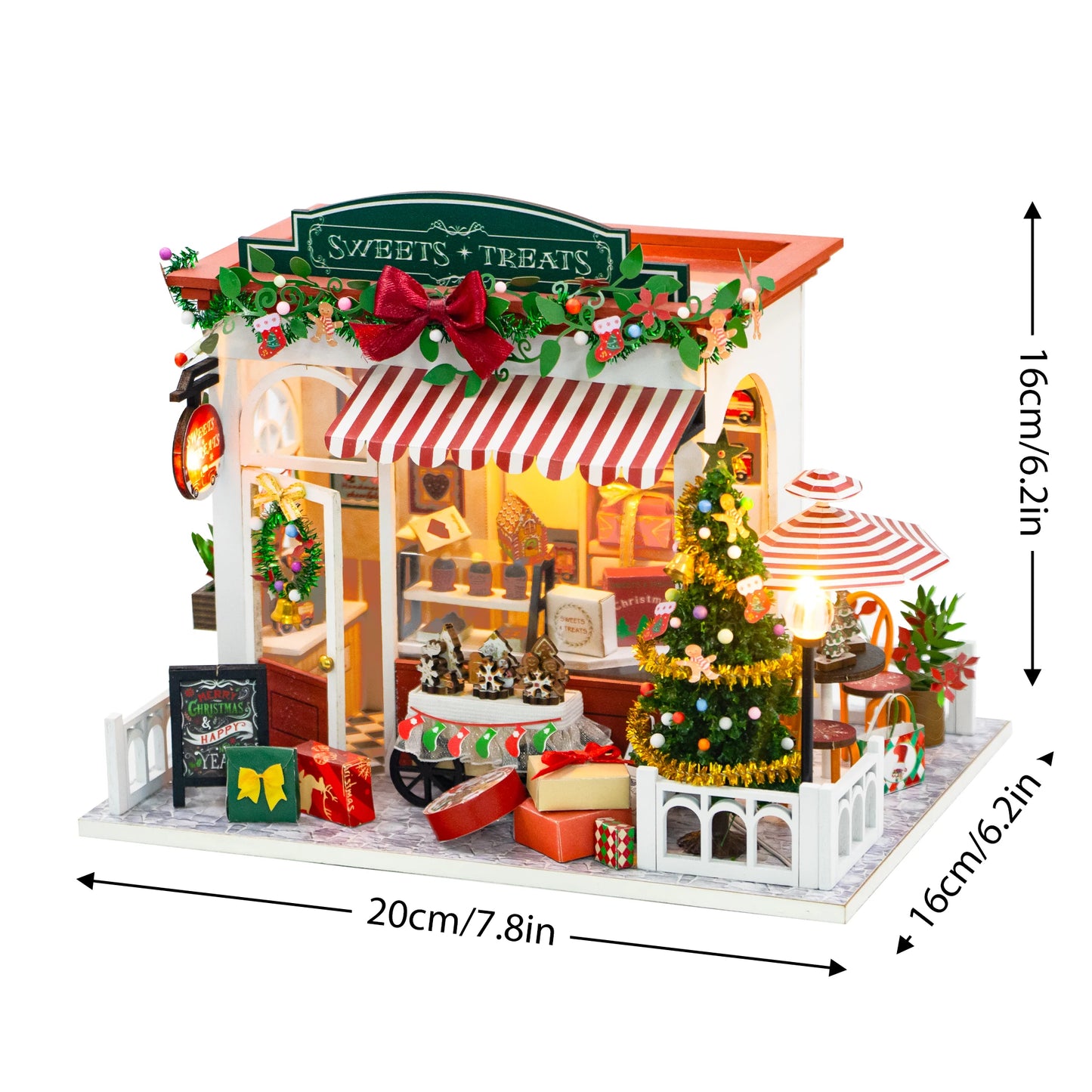 DIY Wooden Warm Christmas Lodge Casa Doll Houses Miniature Model Kits Dollhouse with Furniture LED Lights for Friends Gifts