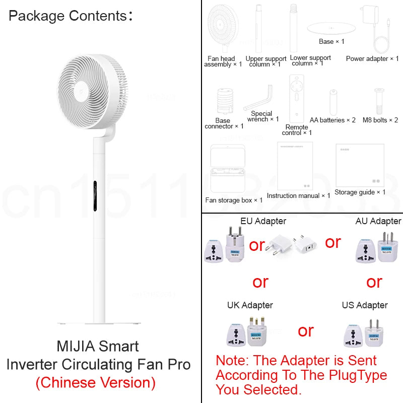MIJIA Smart Inverter Circulating Fan Pro,3D Automatic Rotation,Supports Type - C Mobile Power Supply,CN Version With Adapter