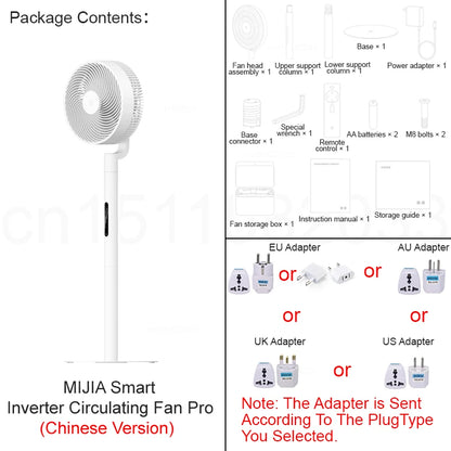 MIJIA Smart Inverter Circulating Fan Pro,3D Automatic Rotation,Supports Type - C Mobile Power Supply,CN Version With Adapter