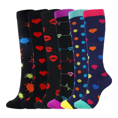 3/5/6 Pairs Compression Socks Exercise Mountaineering Running Sports Socks Elastic Medical Blood Circulation Swelling Nurse Sock
