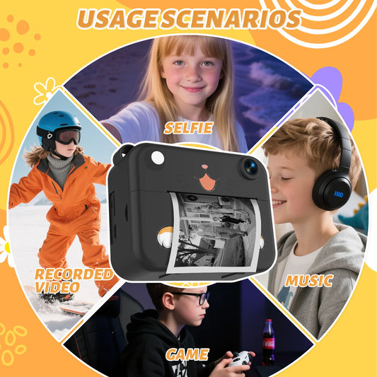 Digital Children Camera Kids Camera Instant Print Photo HD Video Recorder Mini Thermal Printer Best Birthday Festive Gifts 1080p