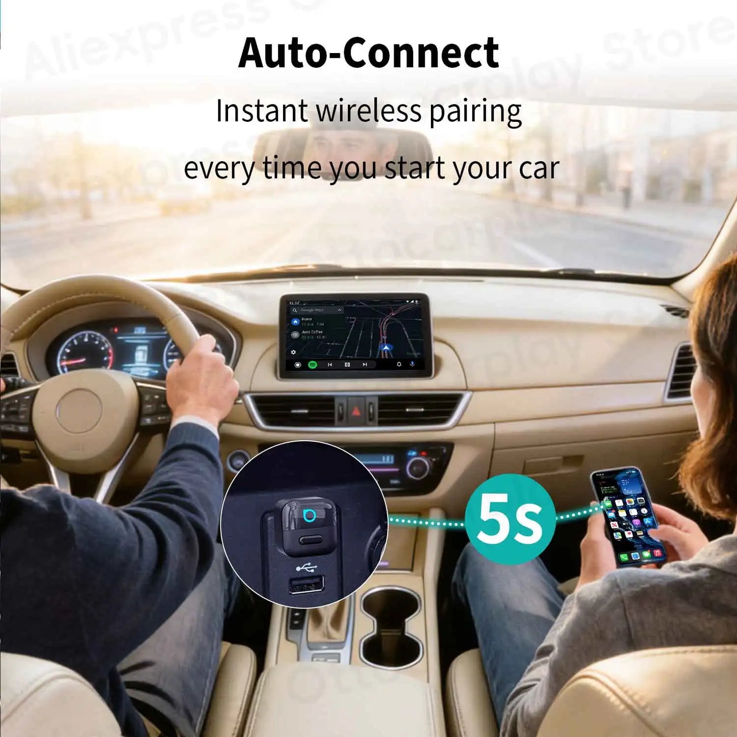 Ottocast Mini Pico Wireless CarPlay Android Auto Adapter Cube Dongle Bluetooth Car Accessories for VW MG Kia Toyota Hyundai Audi