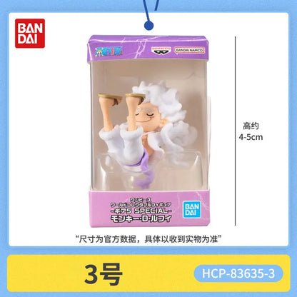 Bandai Genuin One Piece Gashapon Monkey D Luffy Nika Gear 5 Mini Figure Boxed Micro Scale Model Desktop Ornament Anime Collector