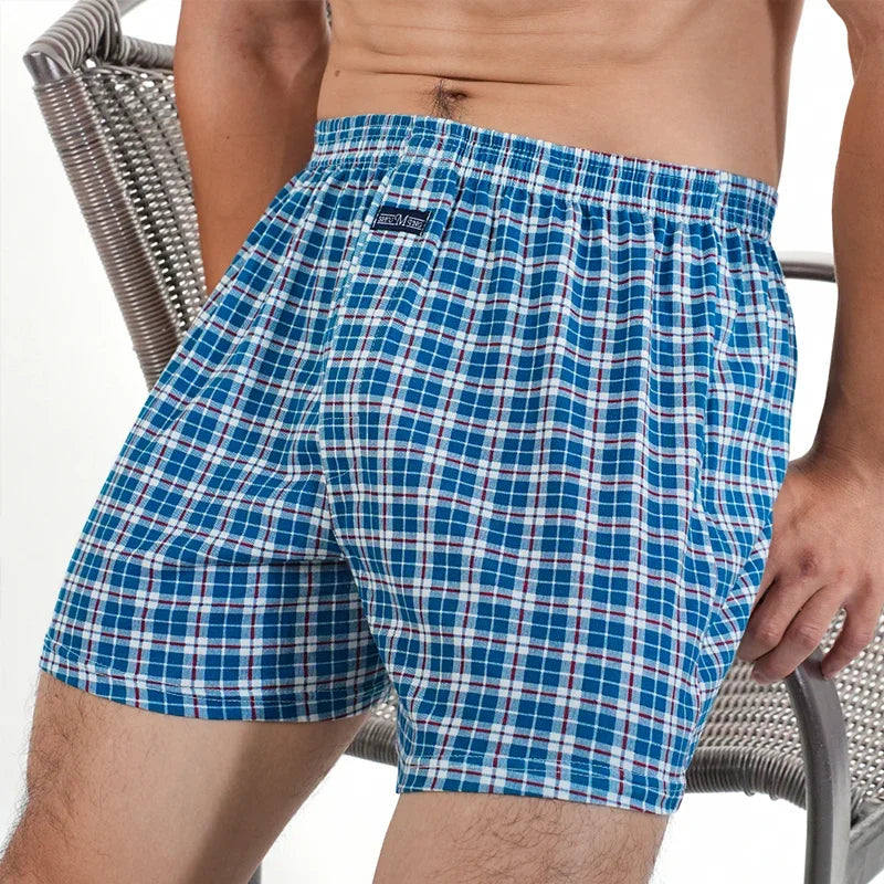3pcs Mens High Waist Boxers Briefs 100% Cotton Plus Size Sleepwear Elastic Waistband Lounge ARO Pants Home Wear Comfort 50-140kg