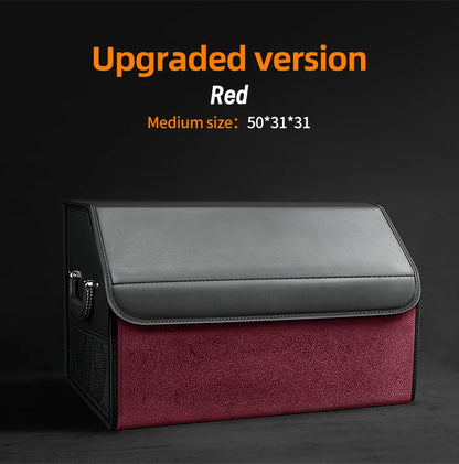 Car Suede Trunk Organizer Large Capacity Leather Foldable Storage Box Portable Multifunctional Tool Organizer Car Accessories