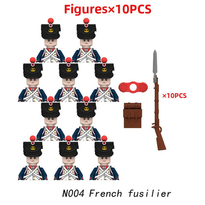 MOC Historical Military Building Blocks Figures Napoleonic Wars British Infantry Soldiers Rifle DIY Brick Toys For Birthday Gift