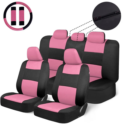 Universal Size Car Seat Covers Set With Steering Wheel Covers 2 Shoulder Protection Rear Seat Can Split Car Accessories Interior