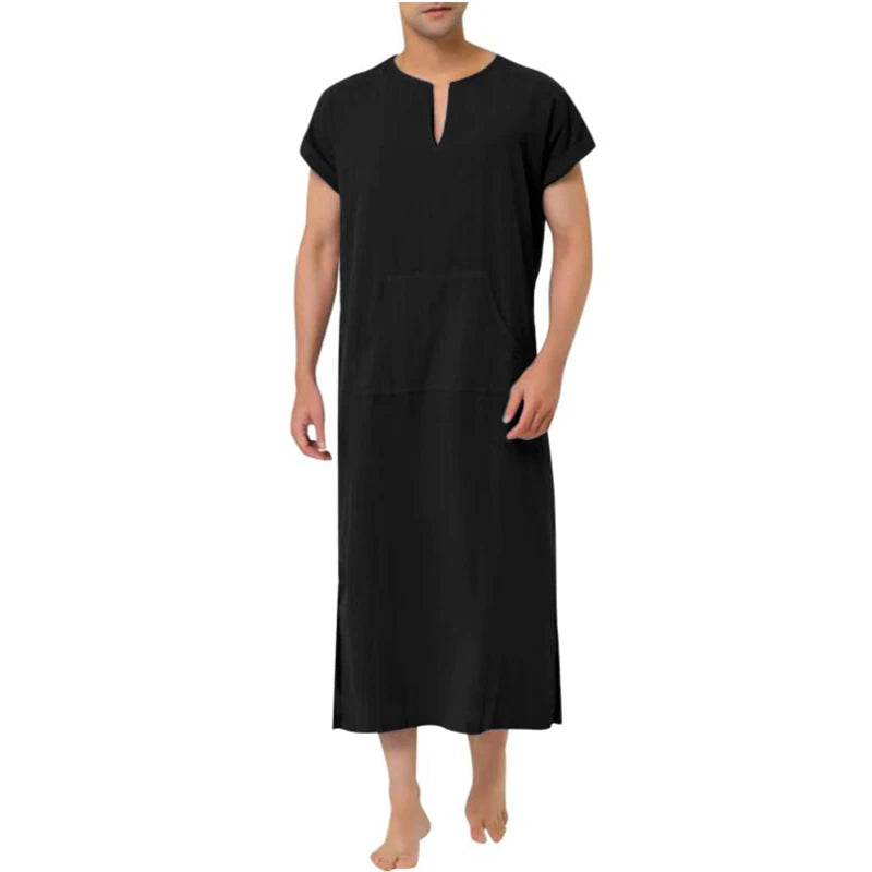 Arabic Style Minimalist Short/Long Sleeve Men's Muslim Robe Abaya Islamic Men Clothing Fashion Muslim Sets Saudi Caftan Abayat
