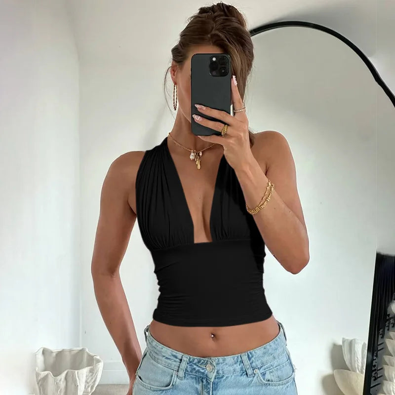 Talenza Summer Women's Camisole Tops Fashion Sexy Lace-Up V-Neck New Fit Blouse Tops Party Vacation Chic Casual Women's Clothes