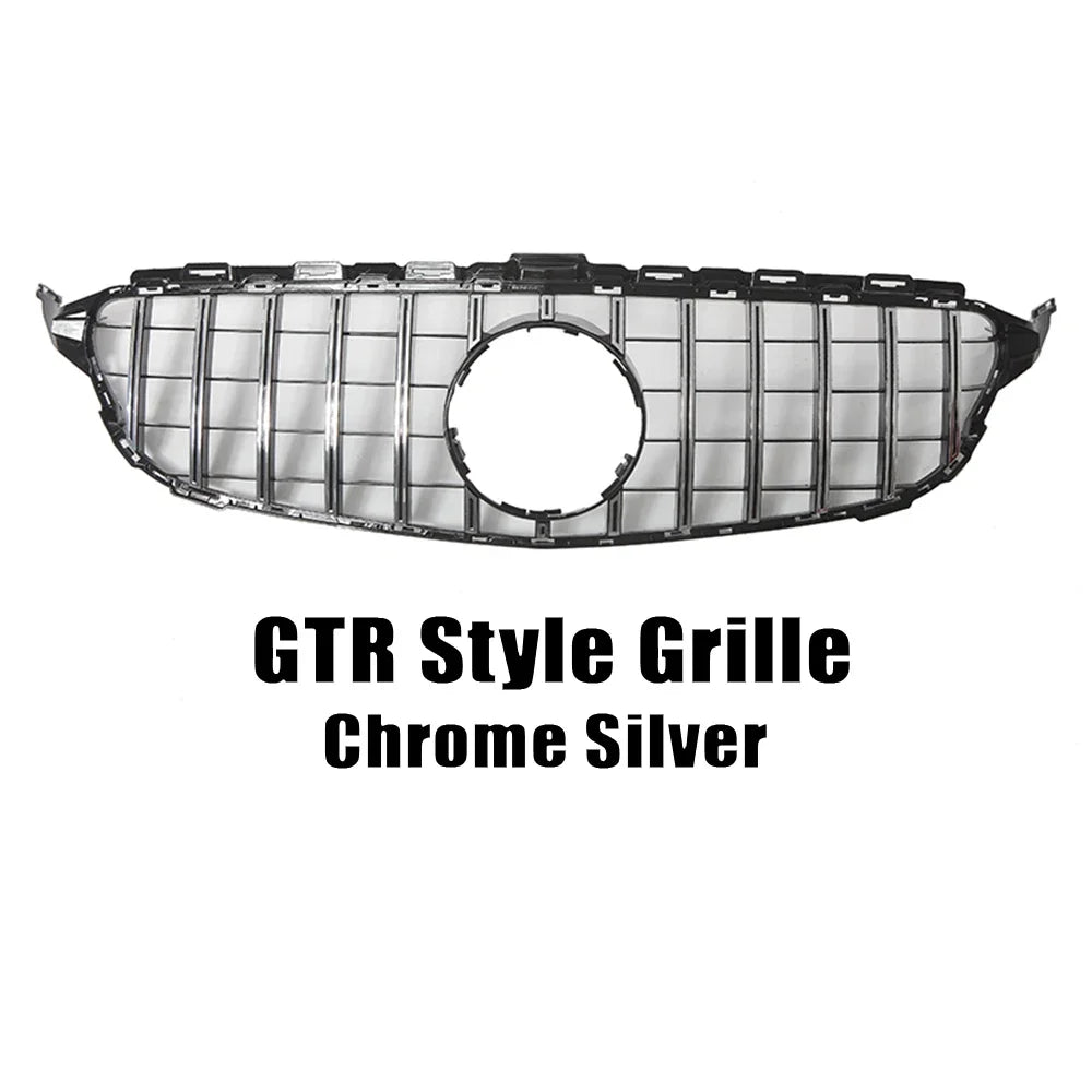 XVIP GTR Style Front Racing Grille For Mercedes Benz C-Class W205 2015-2018 C180 C200 C300 Chrome Diamonds Style Bumper Grilles