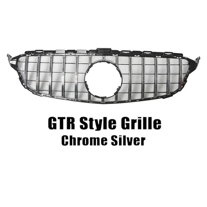 XVIP GTR Style Front Racing Grille For Mercedes Benz C-Class W205 2015-2018 C180 C200 C300 Chrome Diamonds Style Bumper Grilles