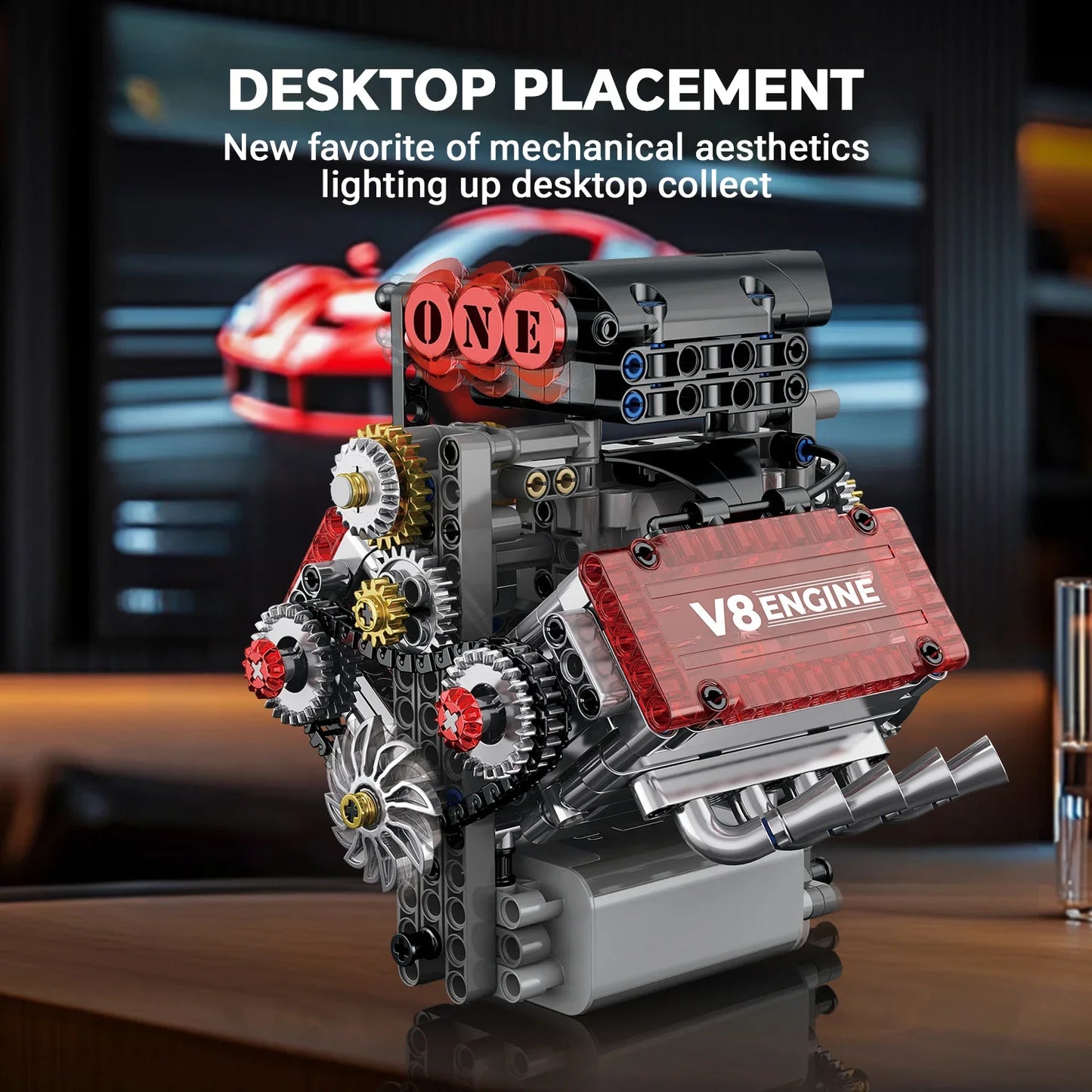 478PCS V8 Engine Building Block with L Motor Battery Case Box Car Model Technical Assembly Bricks Educational Toys Birthday Gift