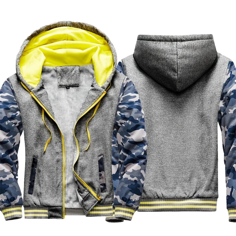 Men's Hoodie Winter Thick Warm Fleece Zipper Sweatshirts Casual Hoodies Daily Coat Sportwear Male Streetwear Hoodies Unisex