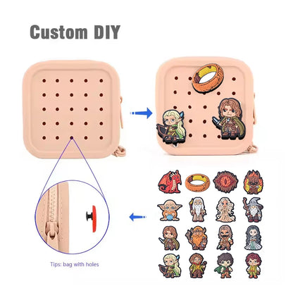 New 16pcs MIX Ring Movie Shoe Charms Fall winter Accessories Decorations PVC Classic Clog Buckle for Kids Party X-mas Gifts