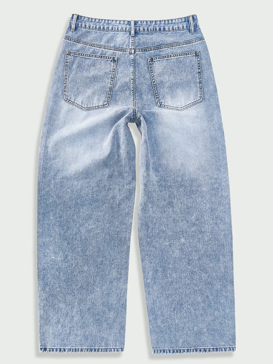 Men's Jeans Street Loose Printed Denim Trousers Hip Hop Going Out Hot Diamond Rhinestone Wide Leg Pants Y2K Clothing