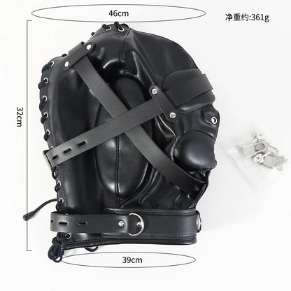 Adult Toys Bdsm Mask With Gag Bondage Gear Role Play Hood Padded Blindfold Sex Toys For Couples Head Harness SM Products