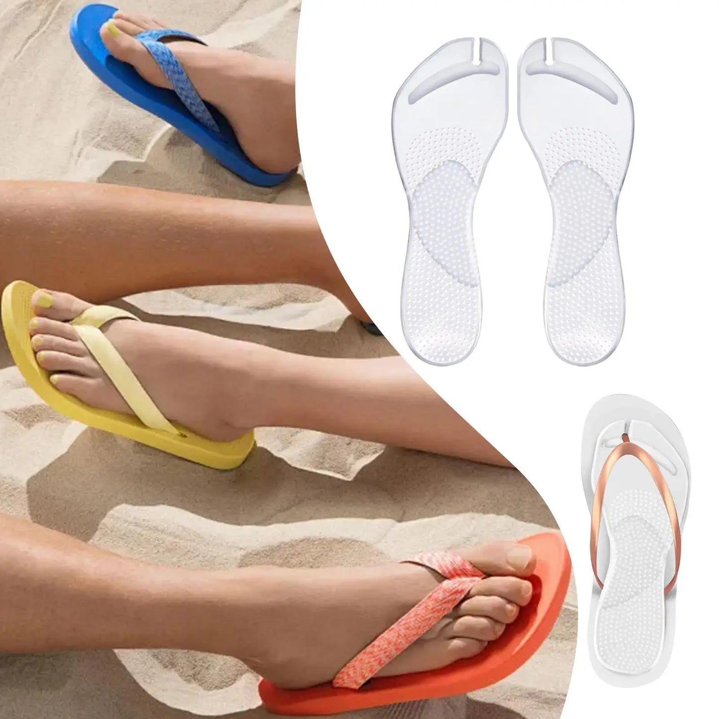 Silicone Sandals Cushions Nonslip Arch Support Soft Pads for Comfortable Shoes Inserts Shopping Walking