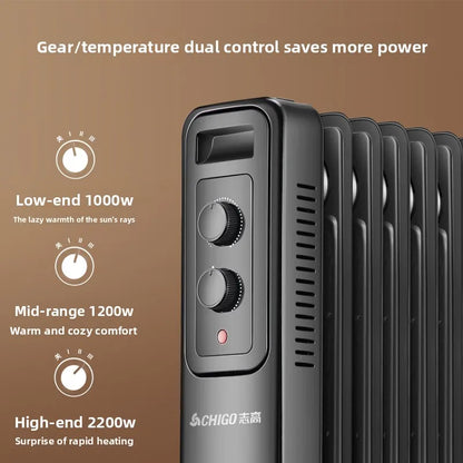 Oil-filled radiator heater household energy-saving fan heater indoor fast-heating electric oil  gas heater 2025 new model.