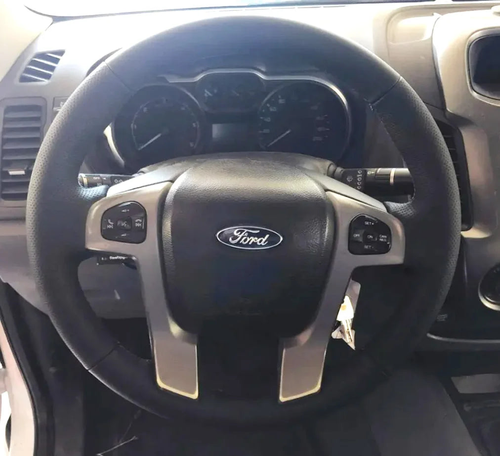 Hand-stitched car Interior Accessories for Ford Ranger 2012-2015 2017 Car Steering Wheel Cover Braid Non-Slip Napa Leather Cover