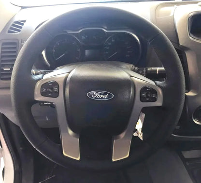 Hand-stitched car Interior Accessories for Ford Ranger 2012-2015 2017 Car Steering Wheel Cover Braid Non-Slip Napa Leather Cover