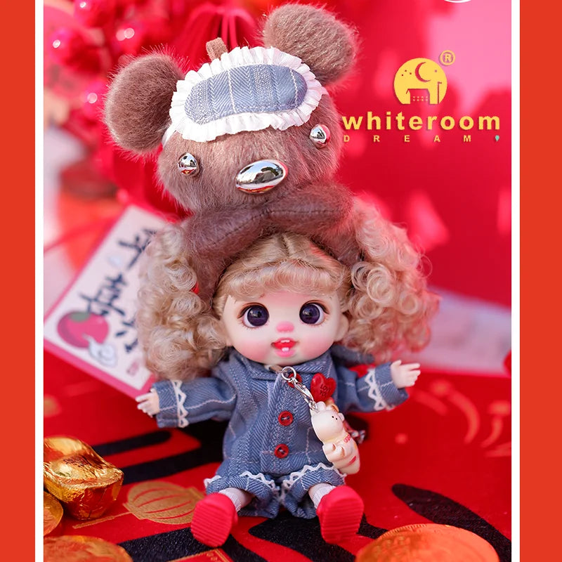 Trendy Toy Doll OB11 Lion Dance Doll Chinese Style Girl Doll Clothes Set for Chinese New Year  Spring Festival Gift Festival BJD