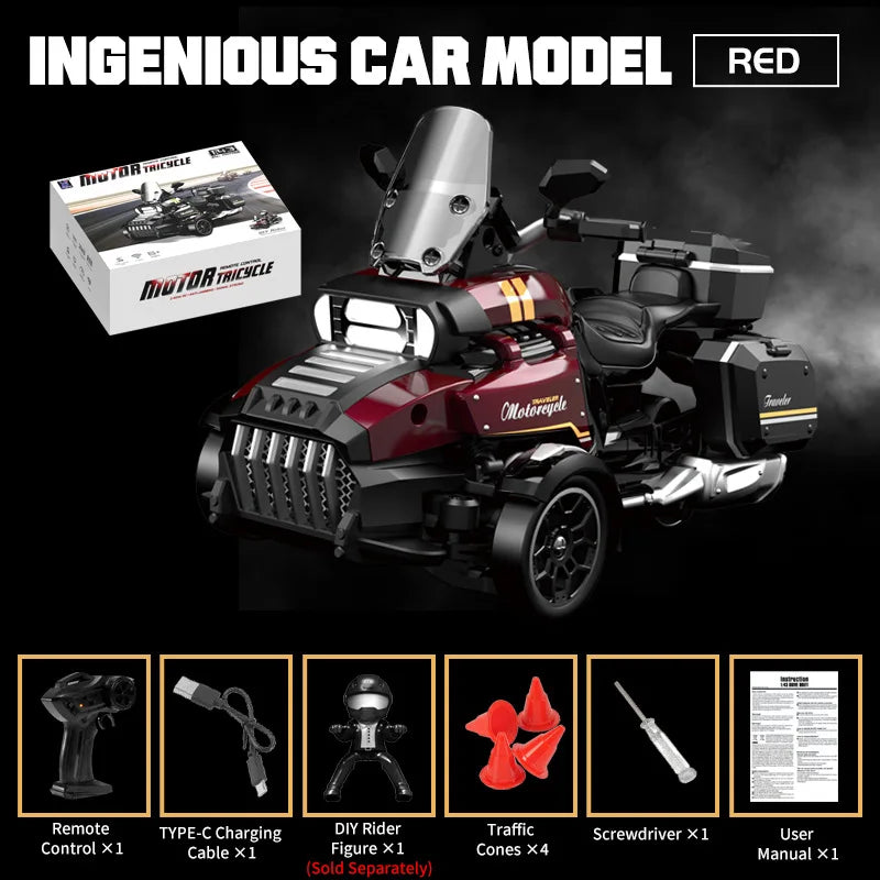 1:43 Remote Control Tricycle 4WD Type-C Charging RC Drift Car Kids Electric Toy Car Children's Gift
