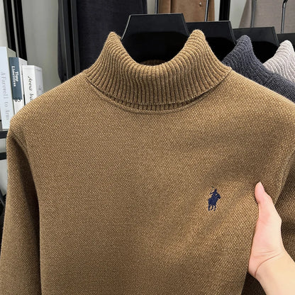 Brand Autumn/Winter New Collection: Lapel High Collar Men's Embroidered Little Horse Logo Fashion Long Sleeve Sweater
