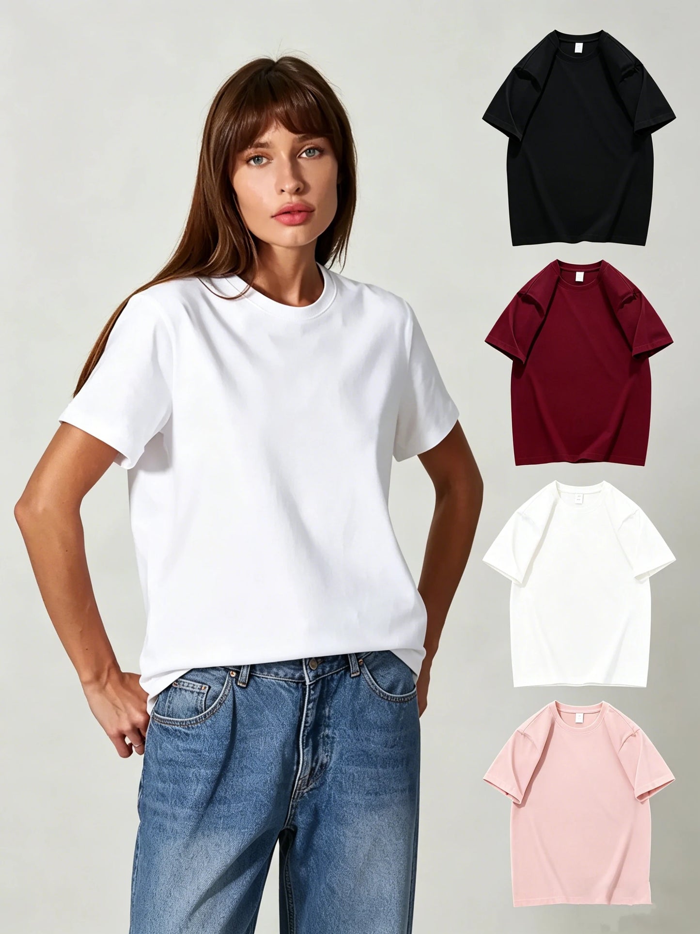 4 Colors 95% Cotton T Shirts for Women Casual O-Neck Short Sleeve Loose Tees Soft Breathable Daily Wear Comfortable Daily Tops