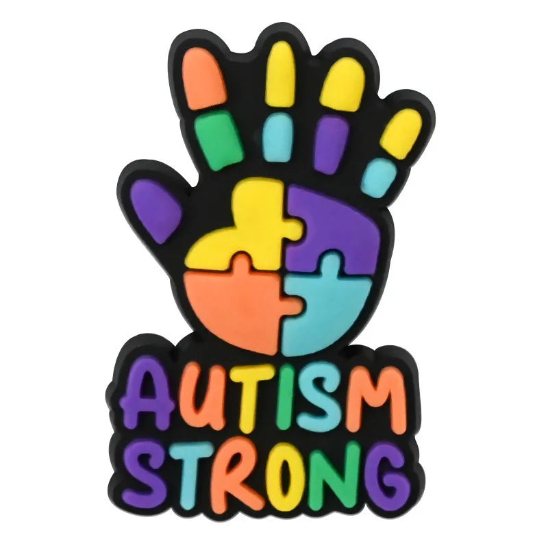 1-16Pcs Be Kind Autism Awareness Love Patience Understanding Pvc Garden Shoe Charms Buckle Kid Cartoon Accessories DIY Backpack