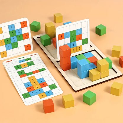 Wooden Two-Player Battle Building Blocks Concentration And Logic Training Interactive Board Game Puzzle Space Three-Dimensional