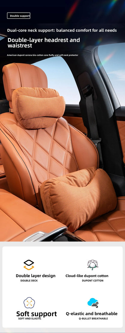 High Quality Universal SUV Car Headrest Cushion Car Seat Neck Pillow High-grade Leather Breathable Lumbar Support Car Pillow