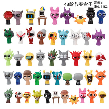 48pcs/Set Mini Sprunki Action Figure Toy Cartoon Movie Sprunki Wenda Model Doll Figurines Fans Gift