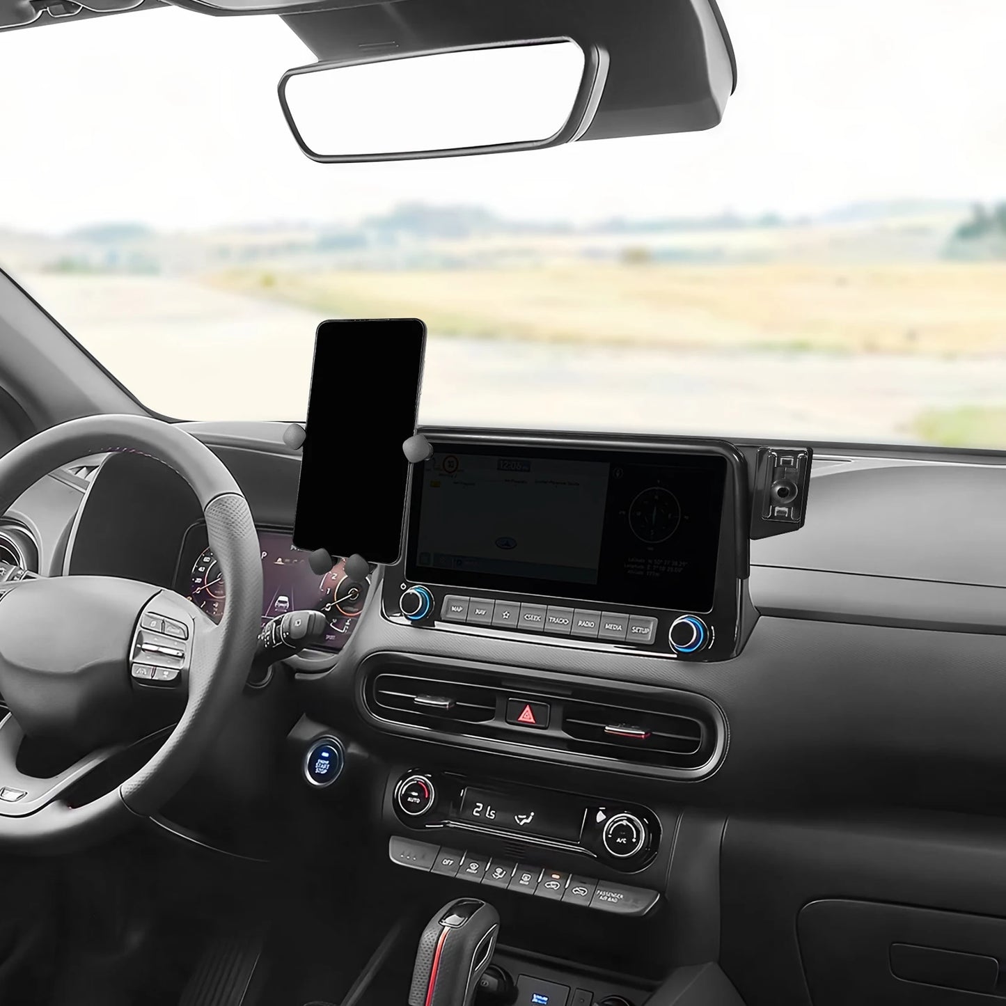 Special For Hyundai Kona 2017-2023 Phone Holder Central Navigation Fixed Base GPS Stand Mobile Phone Mounts Smartphone Bracket