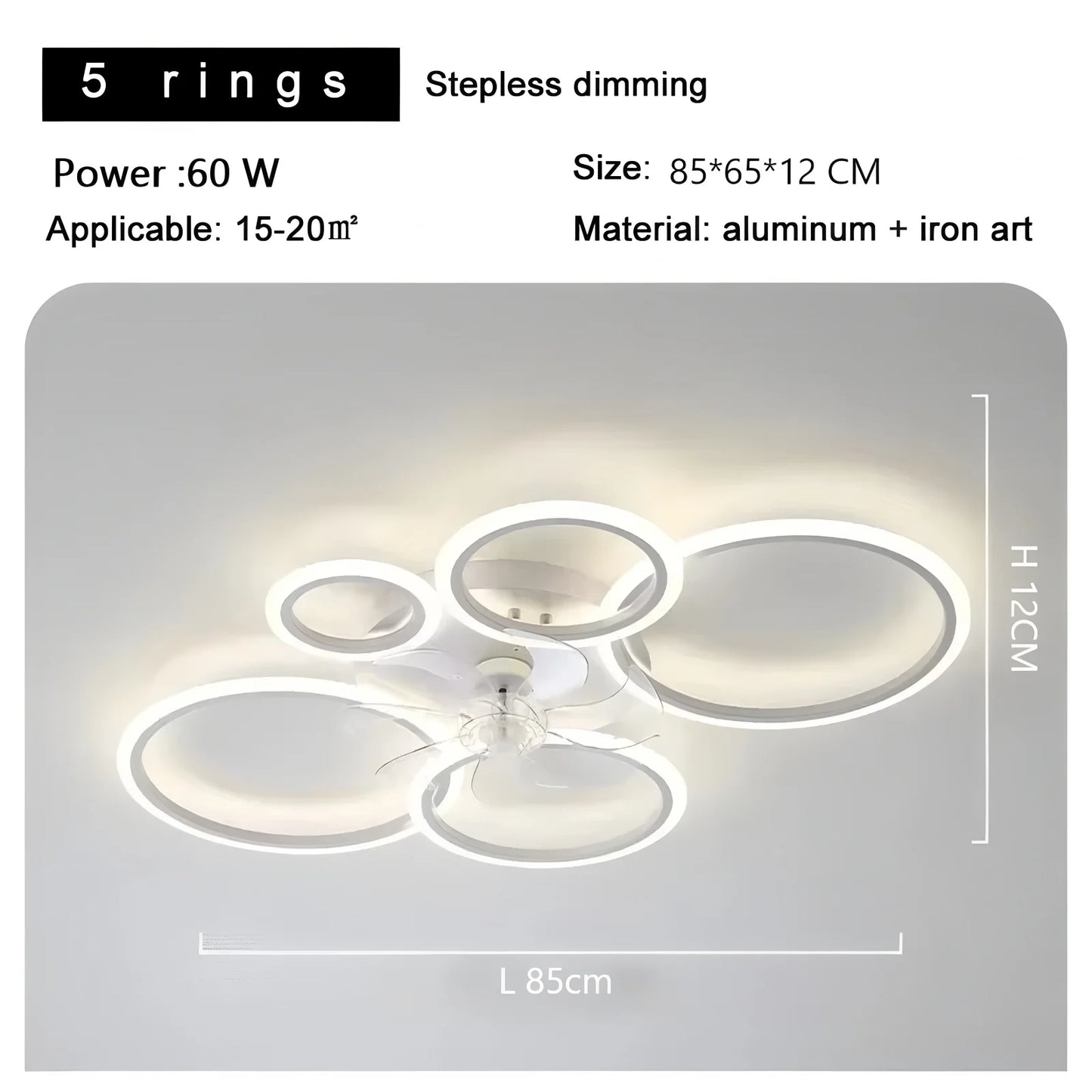Modern Low Noise LED Ceiling Fan Chandelier White Low Floor Ceiling Fan Light Fixture Remote Control Bedroom Kitchen Home Decor