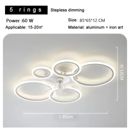 Modern Low Noise LED Ceiling Fan Chandelier White Low Floor Ceiling Fan Light Fixture Remote Control Bedroom Kitchen Home Decor