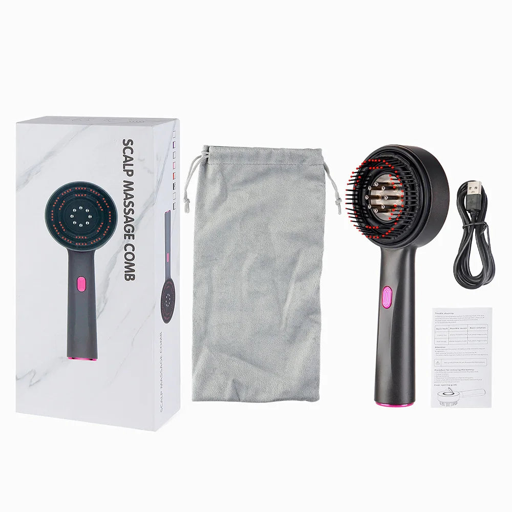 Electric Vibration Massage Comb Red Light Hair Growth Massage Scalp Brush Anti Hair Loss Liquid Oil Applicator Hair Care