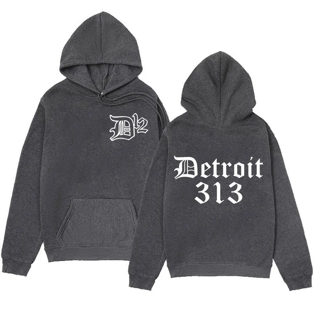 D12 Band Rapper Eminem Hoodie Detroit Michigan 313 Print Hoodies Men Women Hip Hop Vintage Style Sweatshirt Oversized Streetwear