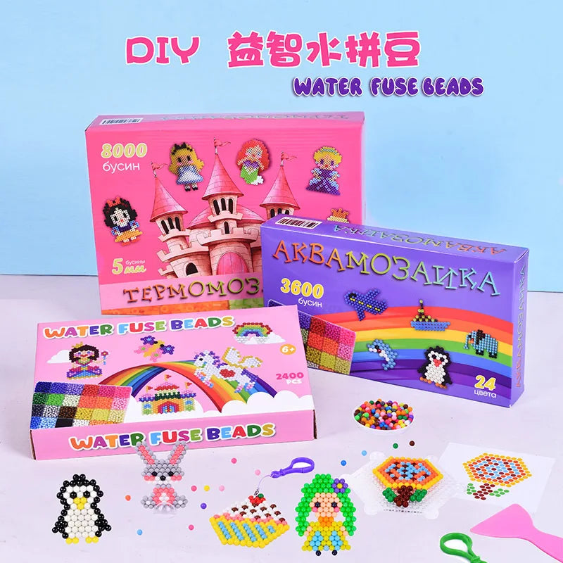 DIY Water Fuse Beads Kit, Magic Spray Beads Set for Kids, Educational Craft Toy with Accessories