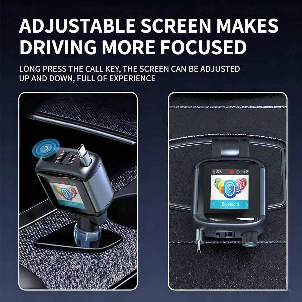 Color Screen Bluetooth FM Transmitter Car Charger 83W PD Fast Charger Car Radio with Mic For Wireless Hands Free Call MP3 Player