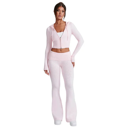 Spring New Women's Clothing Slim-fit Short Hooded Top Casual Pants Fashion Suit Women's Two-piece Set