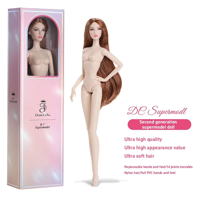 32CM 1/6 Scale Supermodel Fashion Doll In Gift Box Movable Mannequin Figure Nylon Hair Posable Dress-Up Doll For Outfit Making