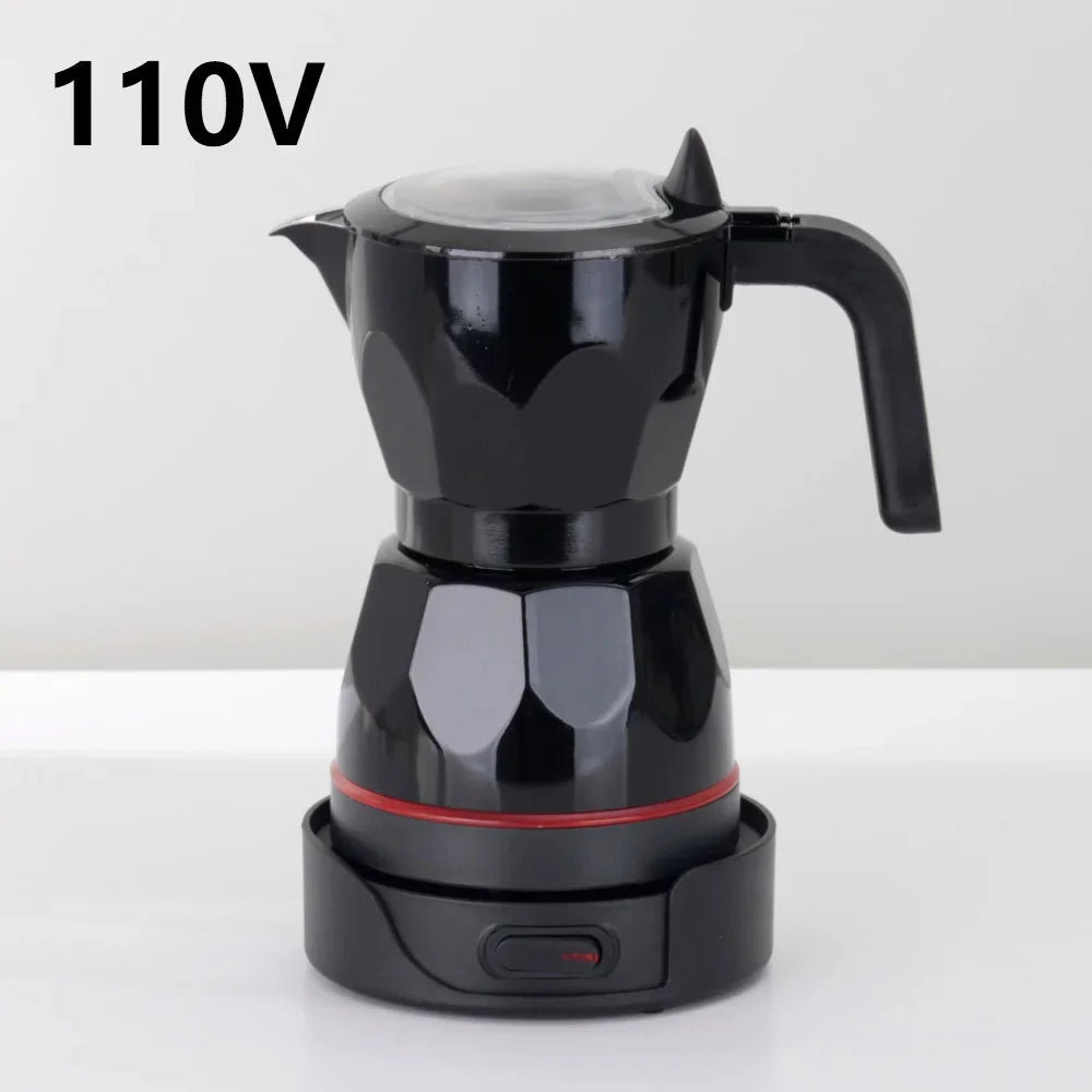 110V 220V 150ml Home Transparent Electric Moka Pot Aluminum Moka Pot Coffee Maker Simple Portable Coffee Pot