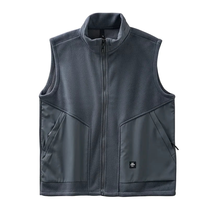 DUKEEN Men's Fleece Vest 2024 Winter New Sleeveless Warm Stand Collar Jackets Basic Men's Chlothing