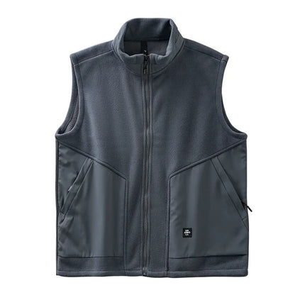DUKEEN Men's Fleece Vest 2024 Winter New Sleeveless Warm Stand Collar Jackets Basic Men's Chlothing