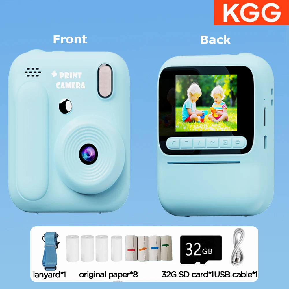 Kids Instant Camera Color Printing Camera 32GB 1080P Thermal Print Toys Camera Print Photo Video Games Music Children Gift